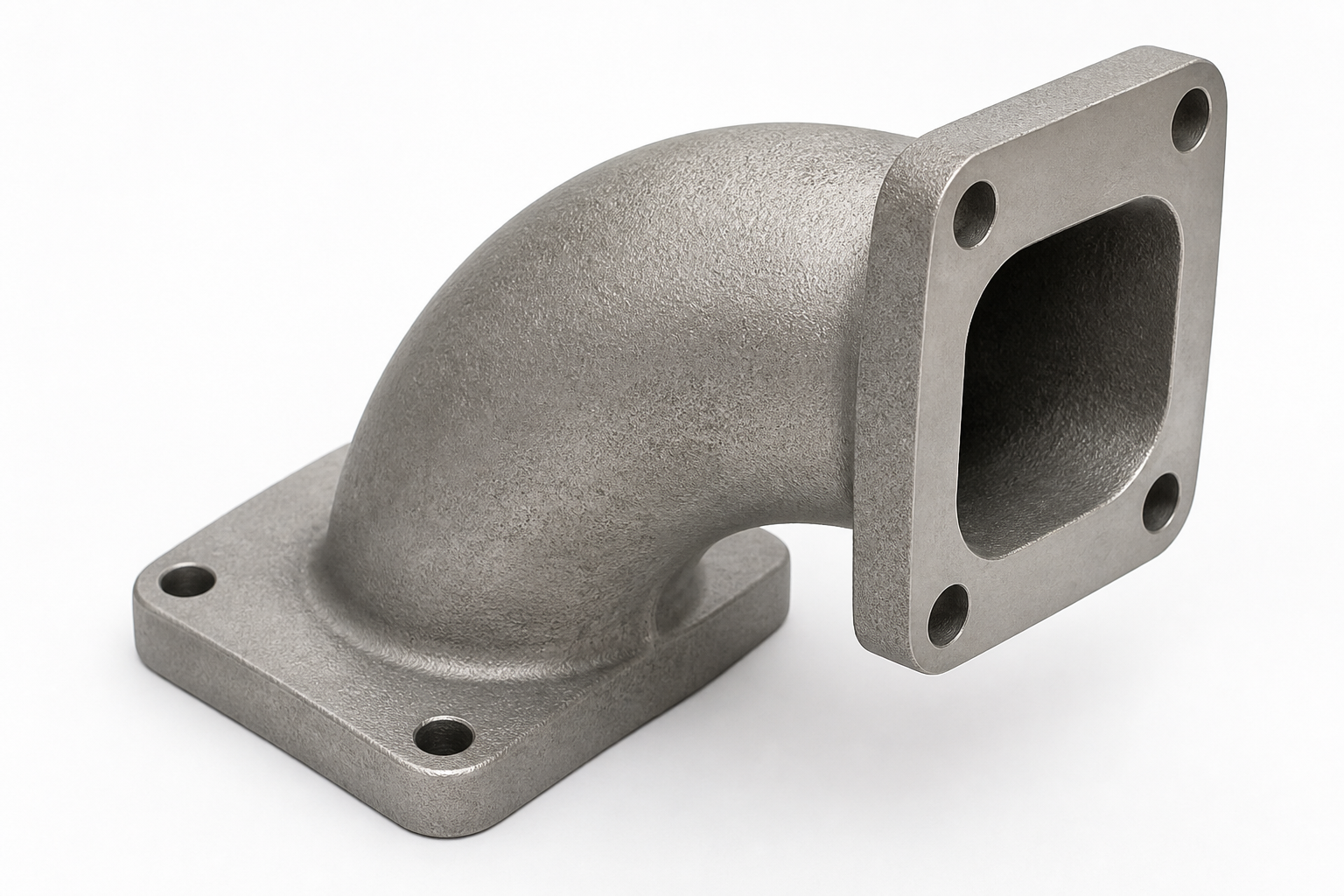 T4 exhaust elbow A140 (machined) — illustrative cast and machined component