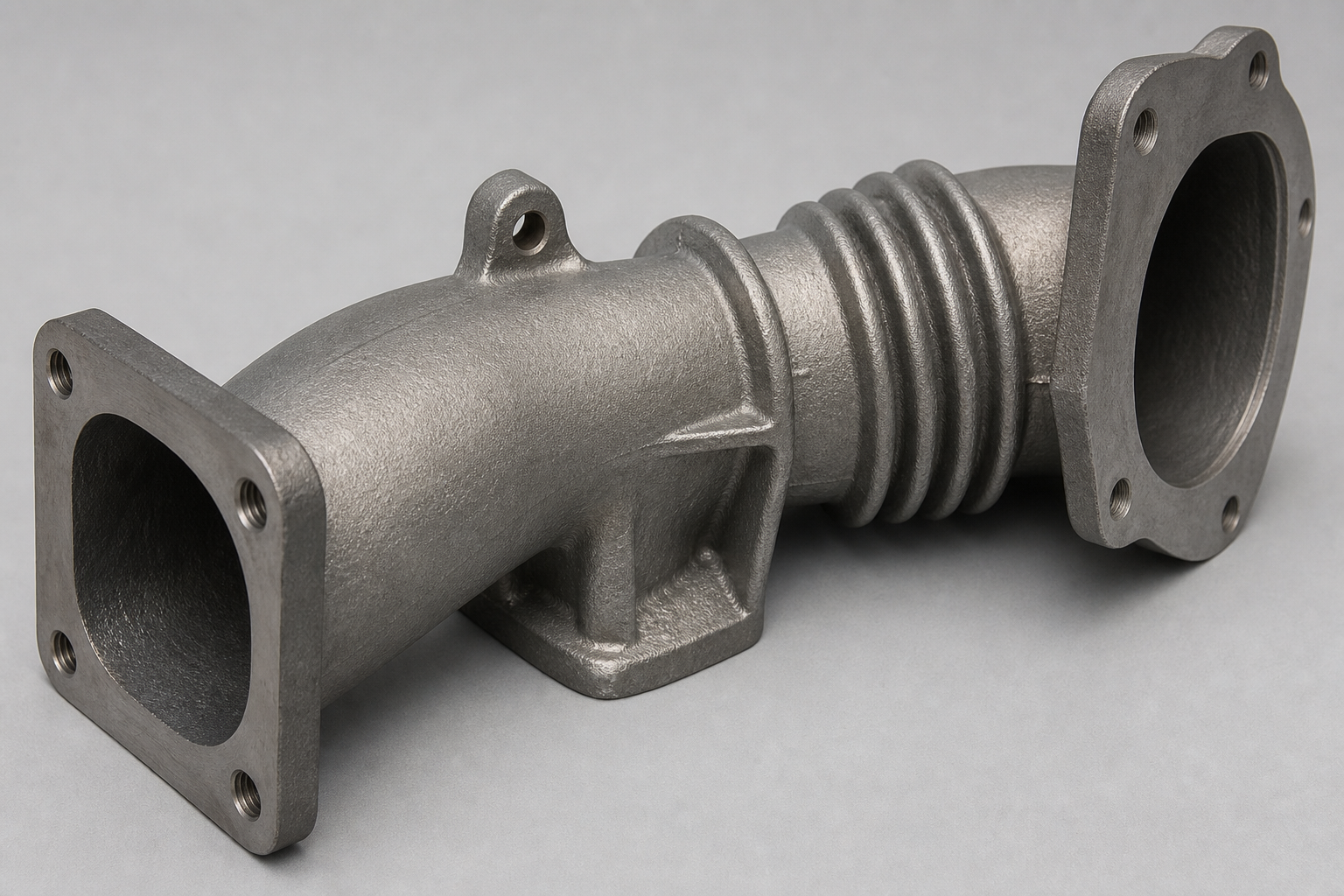 Exhaust pipeline — illustrative cast and machined component