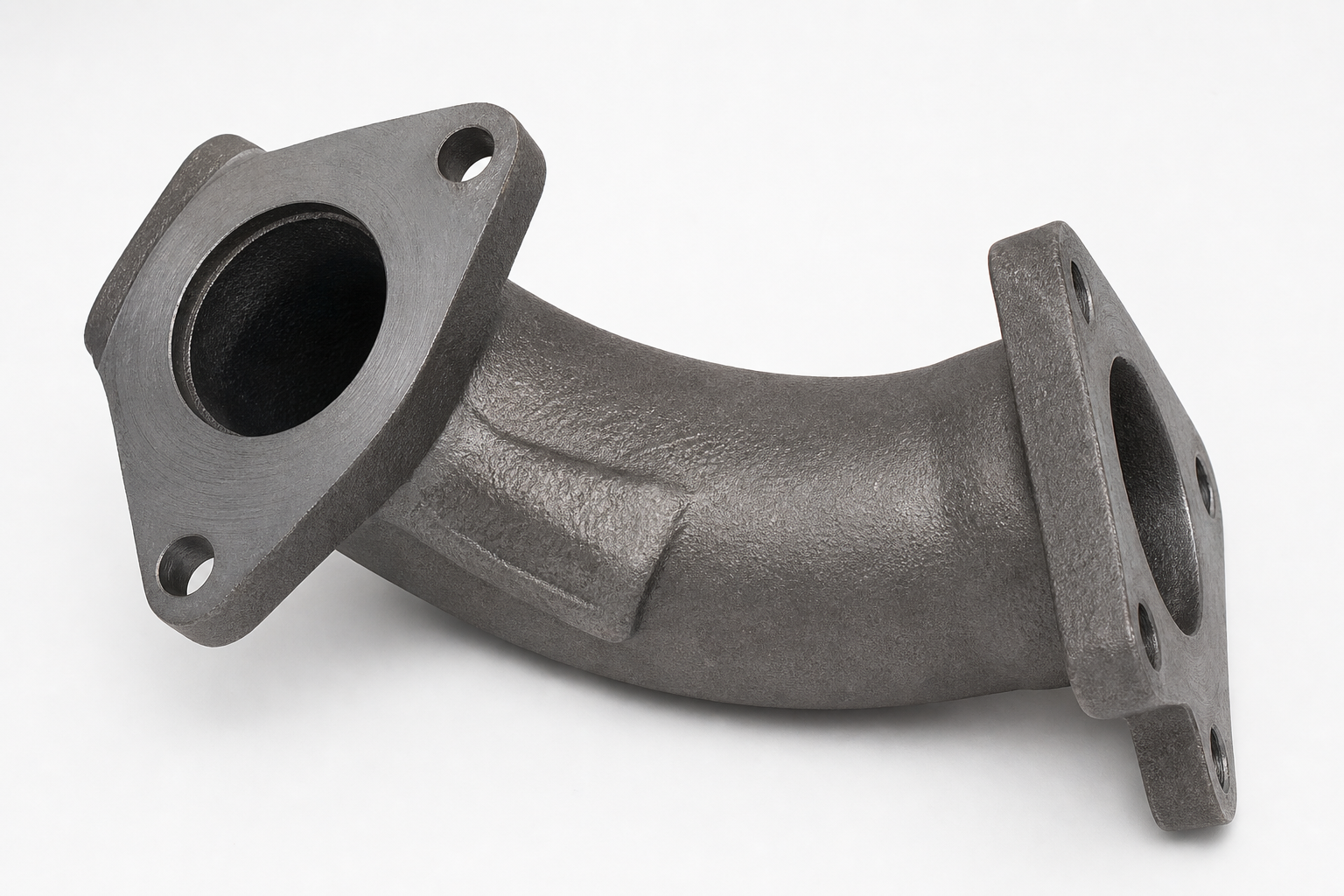 T3 exhaust connecting pipe (machined) — illustrative cast and machined component