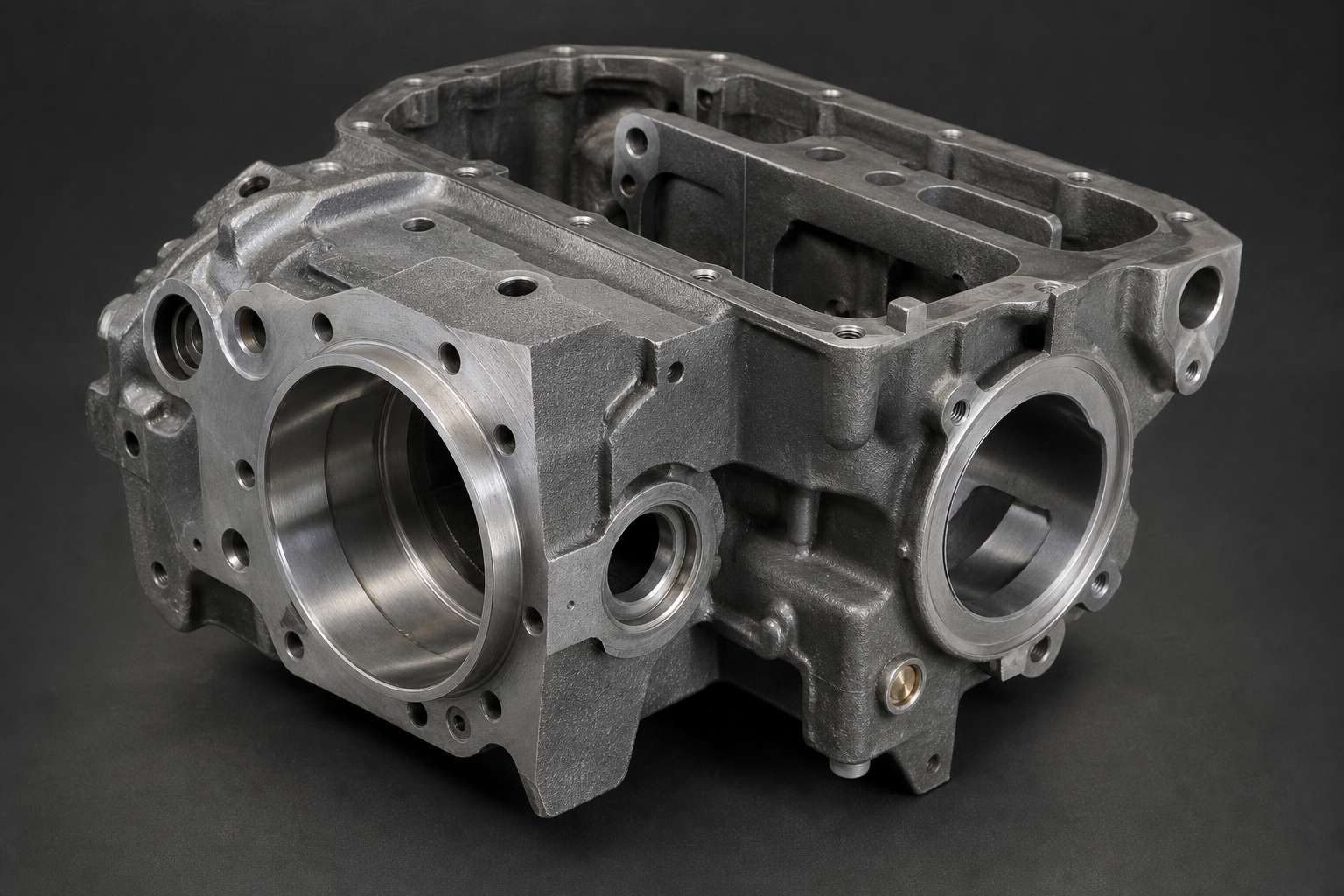 T6 gear housing (machined) — illustrative cast and machined component